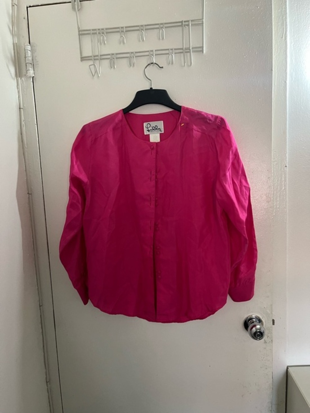 Lilly Pulitzer vintage Fuchsia Silk Button-Front Blouse